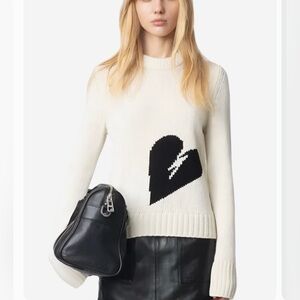 Zadig & Voltaire Knit Sweater with Black Heart Design